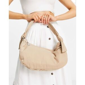 HVISK Moon Shoulder Bag - Beige Textured Knot Detail Shoulder Bag